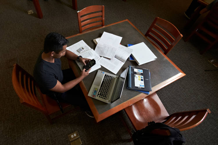 MBA student working on computer
