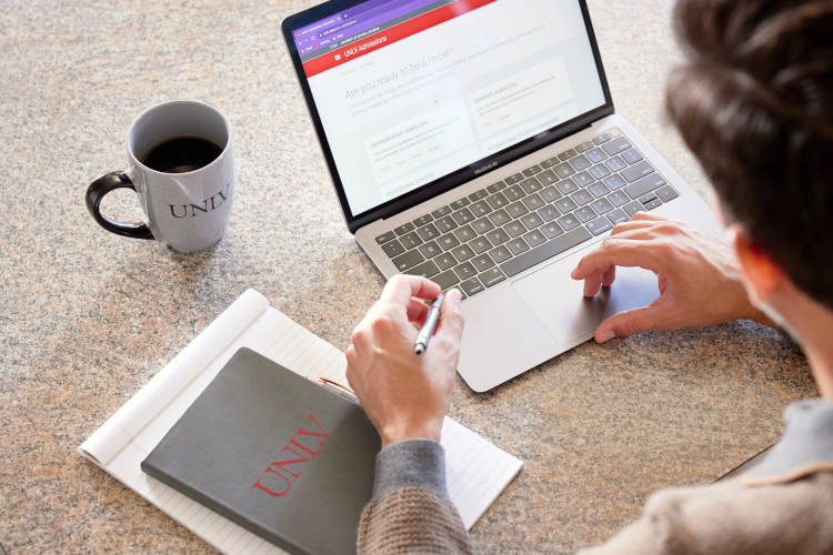 UNLV student working on laptop